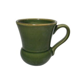 Vintage Hand Thrown Potter Green Ceramic Coffee Mug Flared Rim Rounded Base